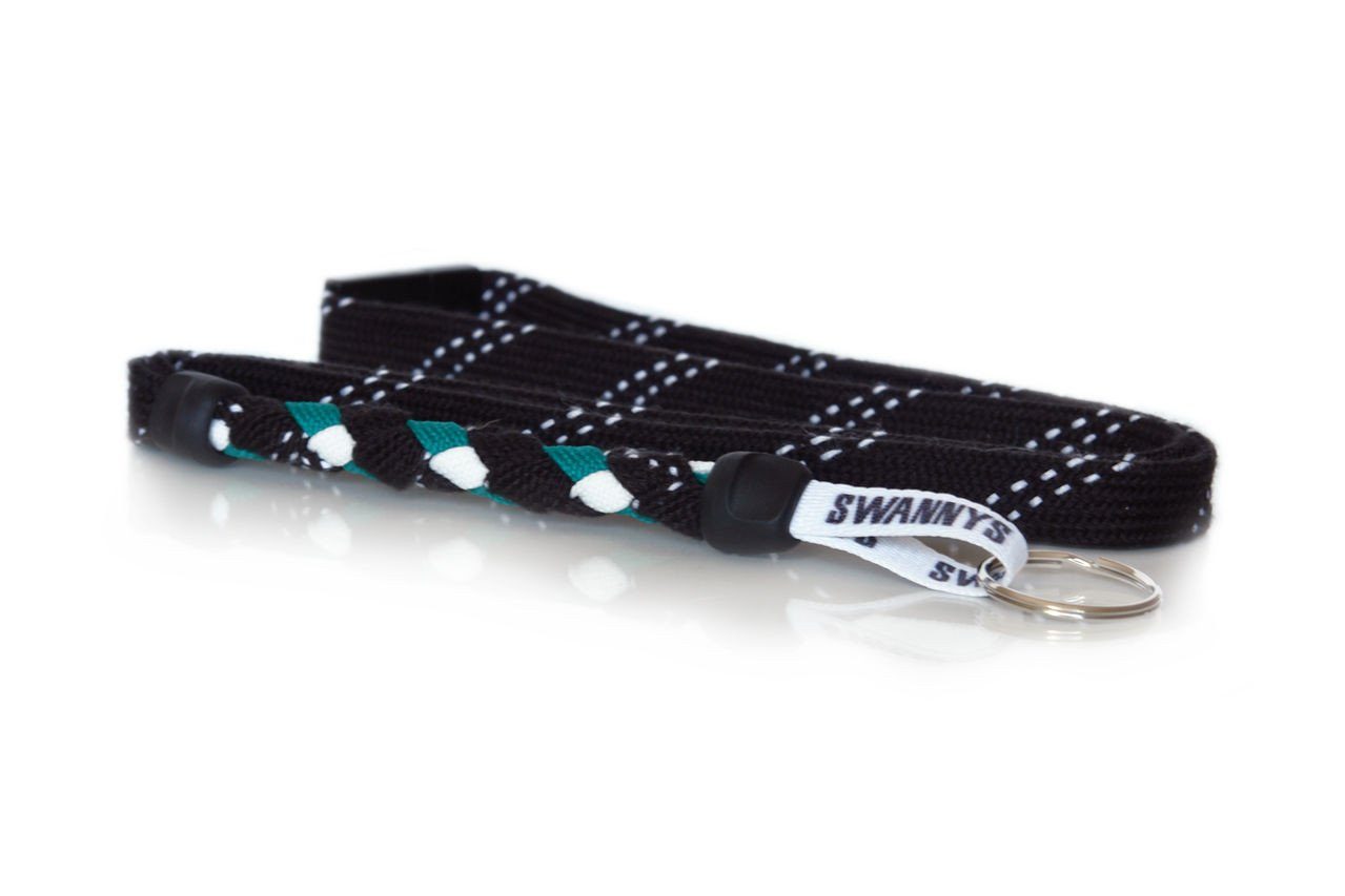 Black, Kelly Green and White Hockey Lanyard - Swannys