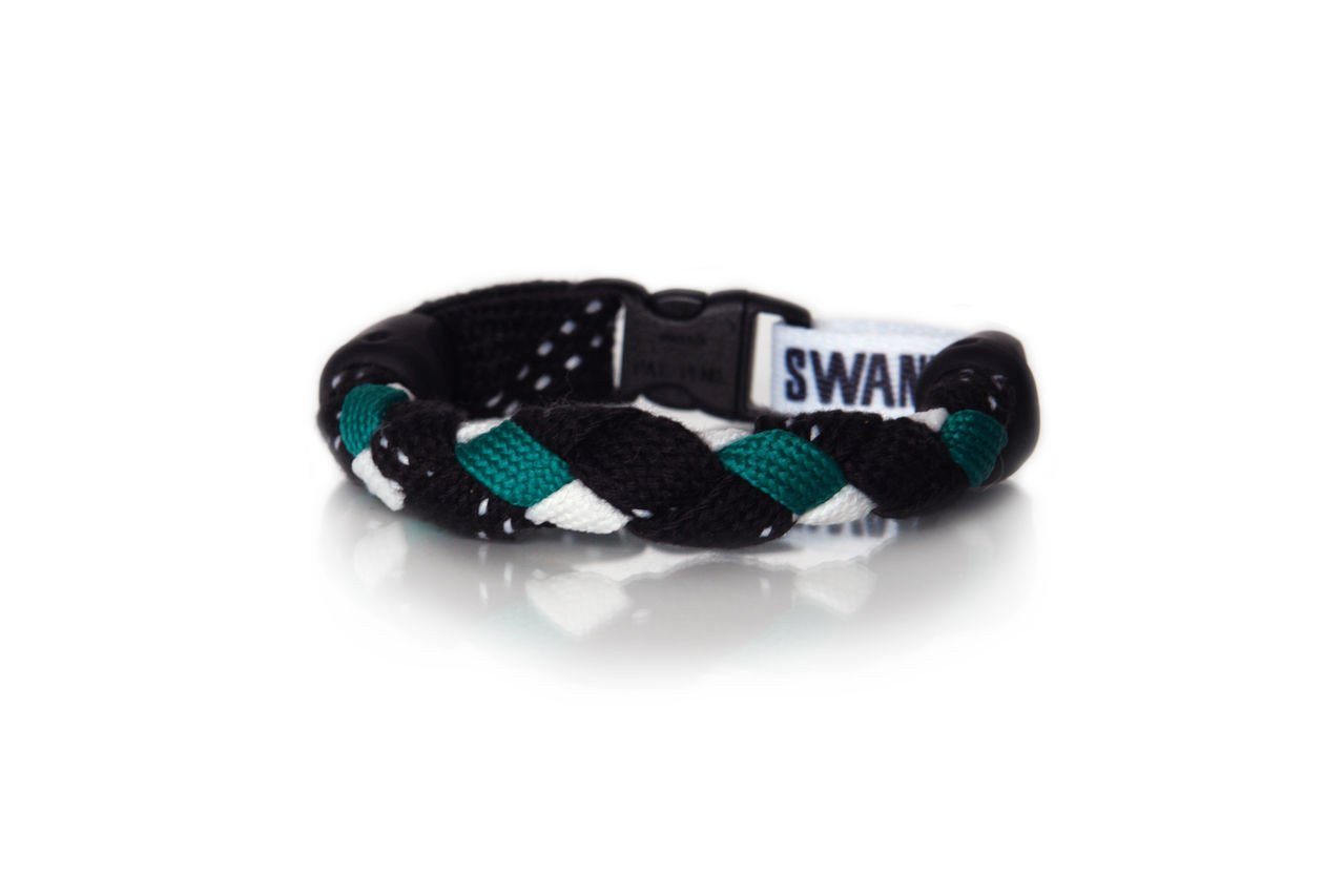 Black, Kelly Green and White Hockey Bracelet - Swannys