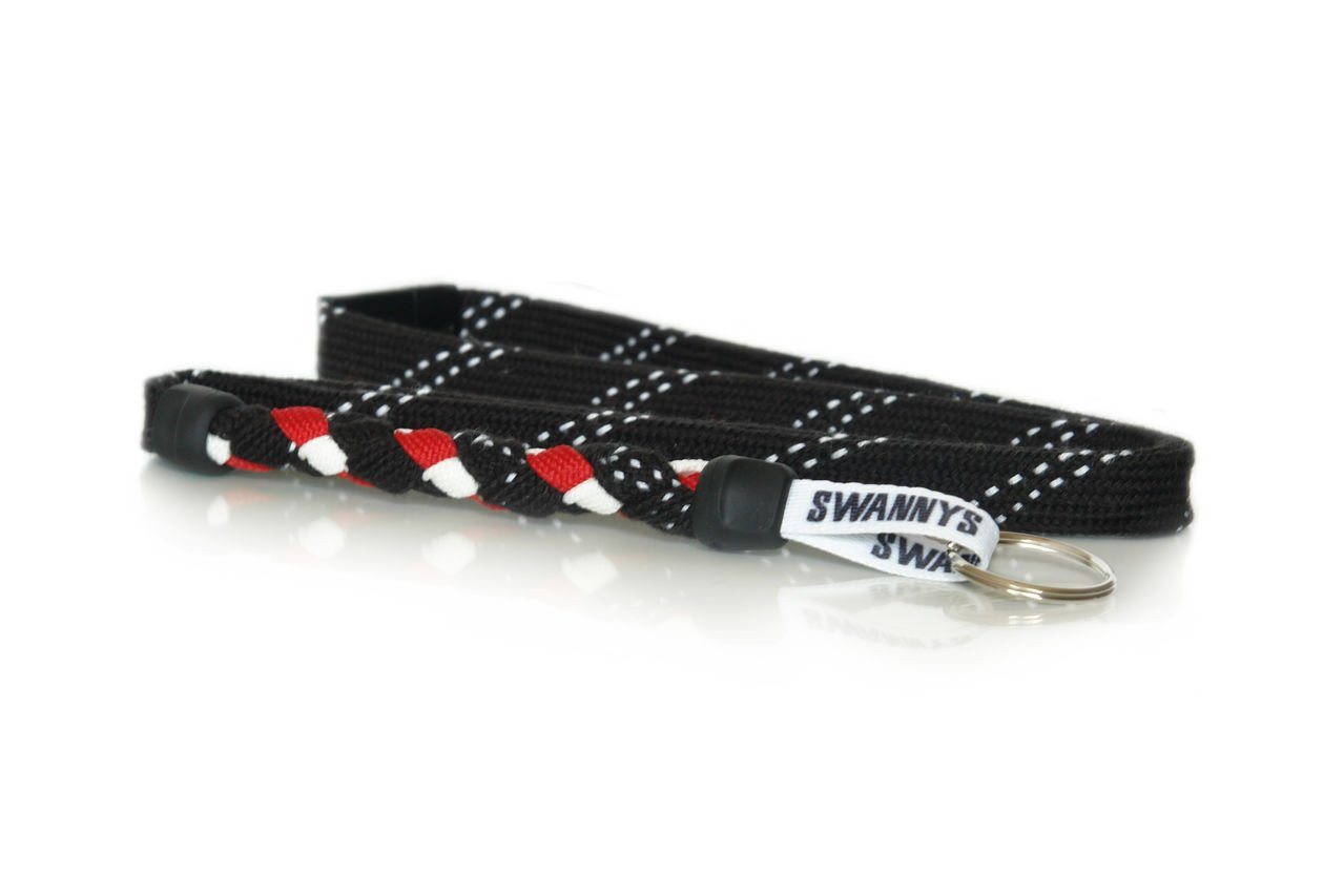 Black, Red and White Hockey Lanyard - Swannys