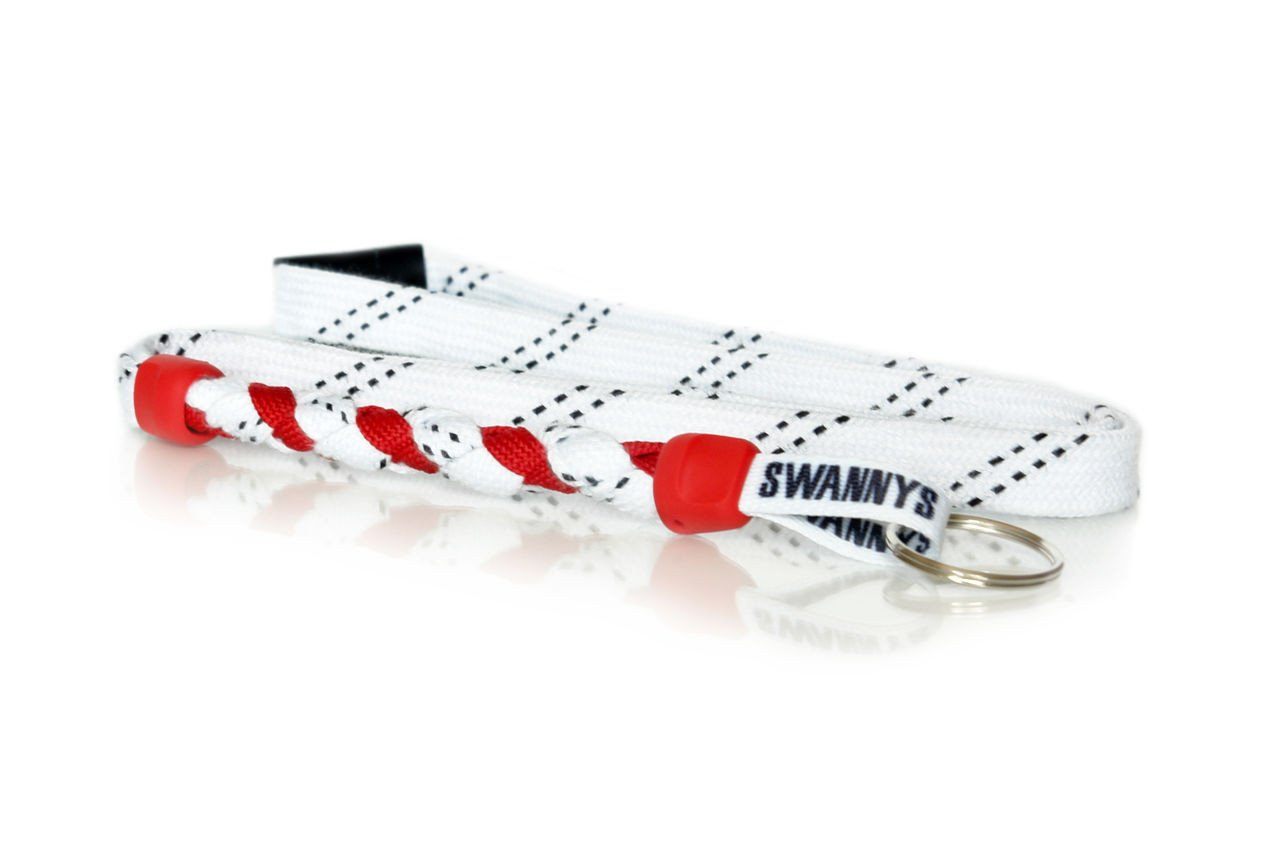 White and Red Hockey Lanyard - Swannys