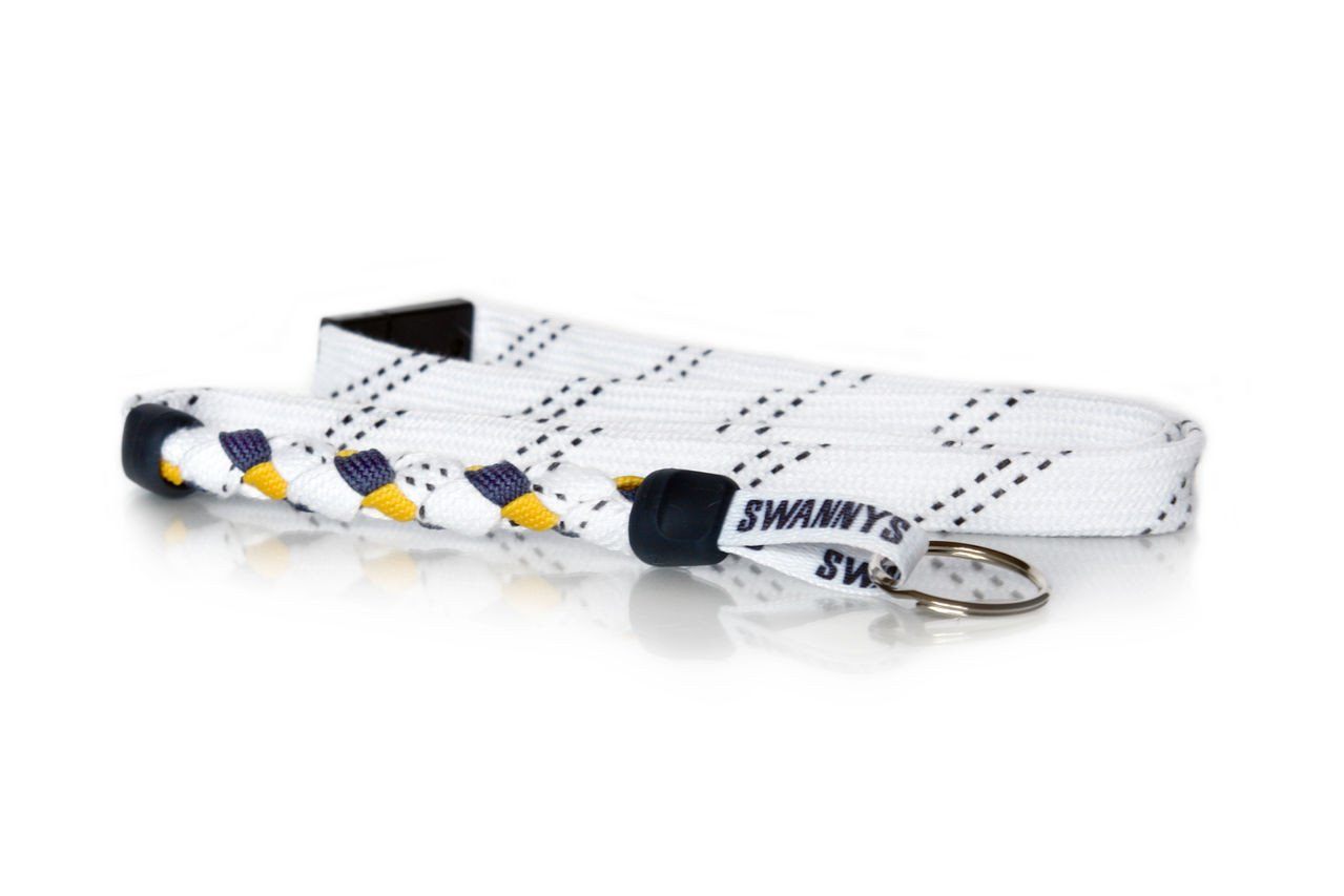 White, Navy Blue and Gold Hockey Lanyard - Swannys