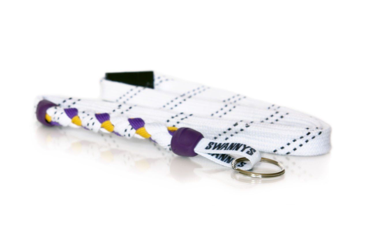 White, Purple and Gold Hockey Lanyard - Swannys
