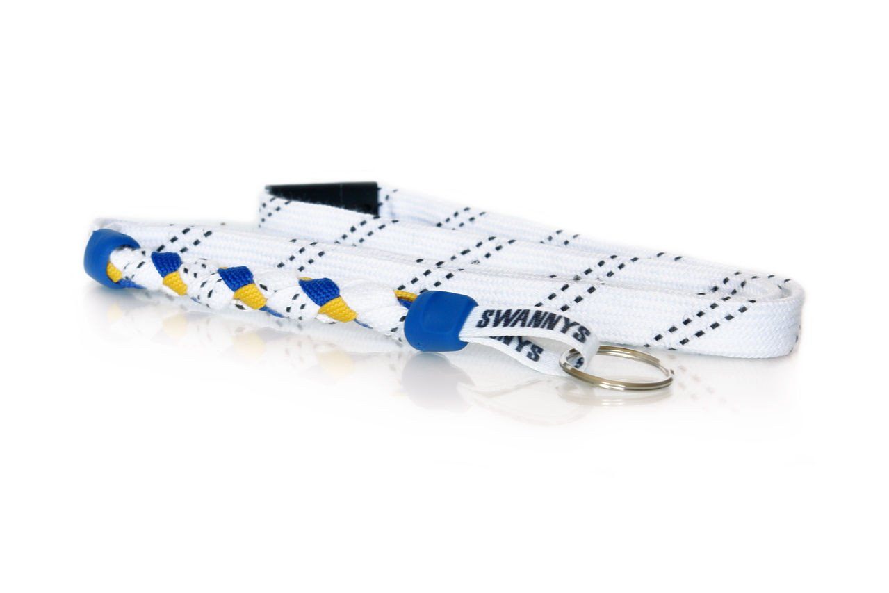 White, Royal Blue and Gold Hockey Lanyard - Swannys