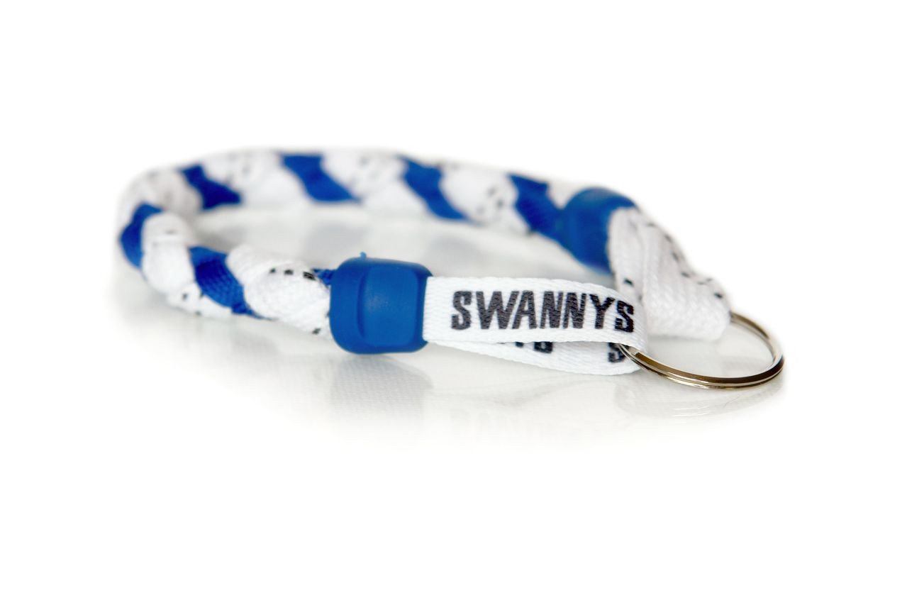 White and Royal Blue Hockey Keychain - Swannys