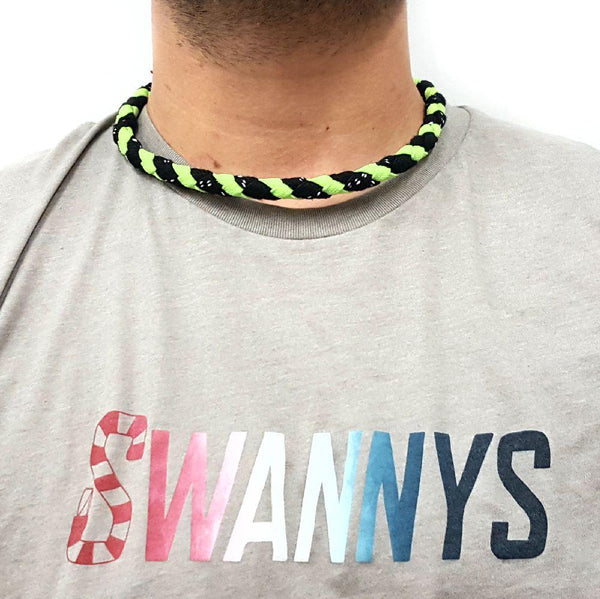 Hockey Lace Necklace - Black and Neon Green by Swannys