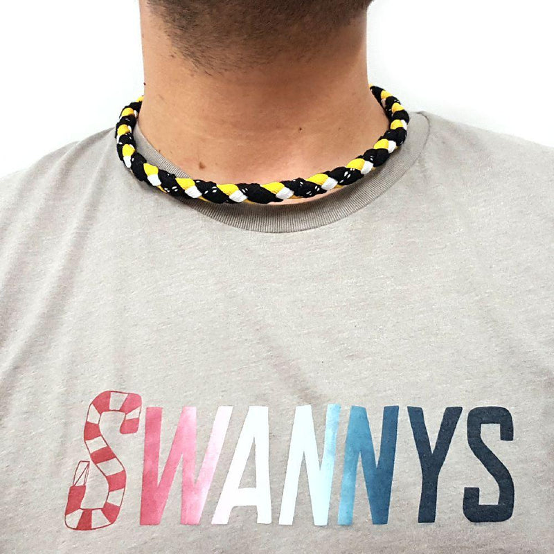 Hockey Lace Necklace - Black, Gold and White by Swannys