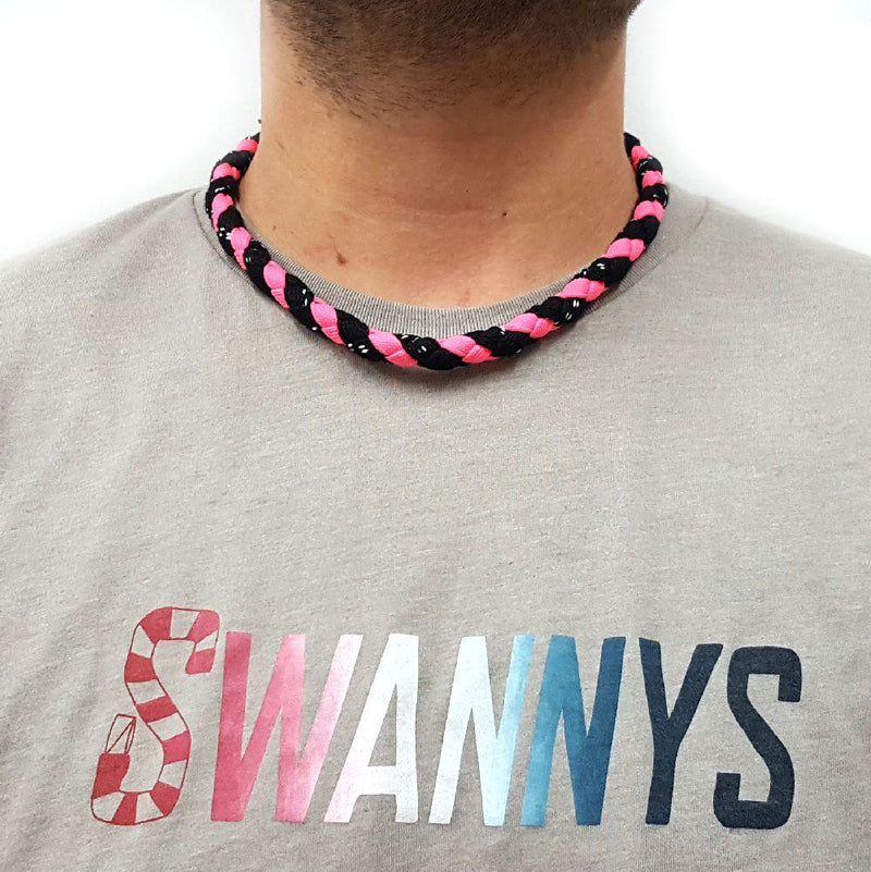 Hockey Lace Necklace - Black and Neon Pink by Swannys
