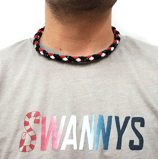 Hockey Lace Necklace - Black, Red and White by Swannys