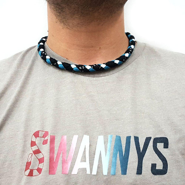Hockey Lace Necklace - Black, Teal and White by Swannys
