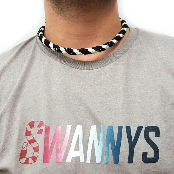 Hockey Lace Necklace - Black, Vegas Gold and White by Swannys