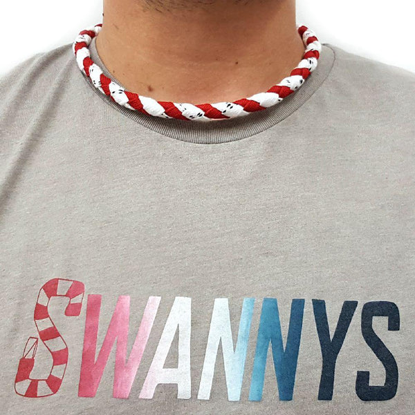 Hockey Lace Necklace - White and Red by Swannys