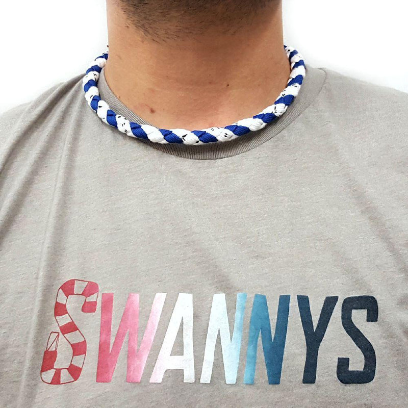 Hockey Lace Necklace - White and Royal Blue by Swannys