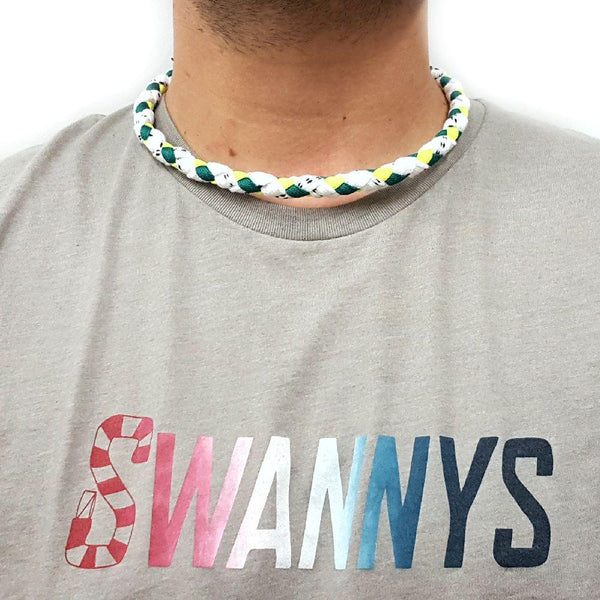 Hockey Lace Necklace - White, Kelly and Neon Yellow by Swannys