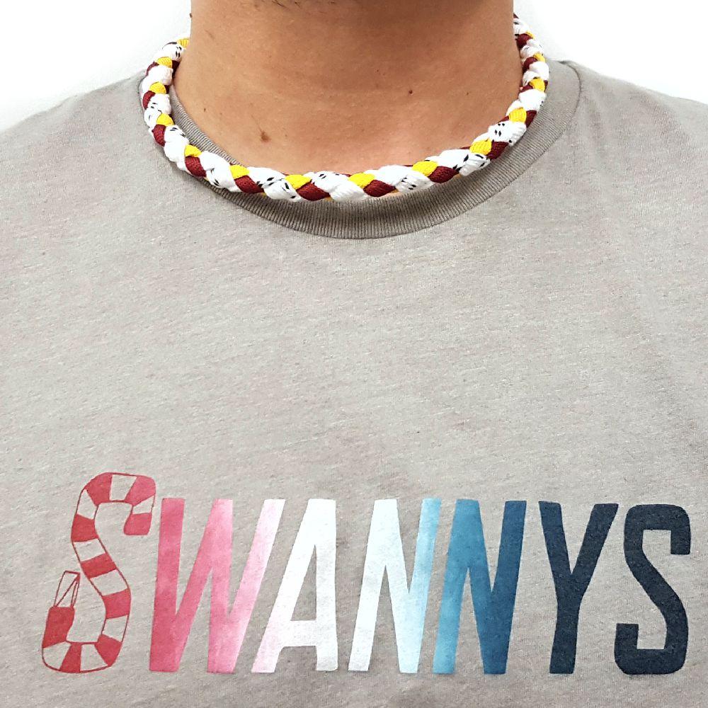 Hockey Lace Necklace - White, Maroon and Gold by Swannys