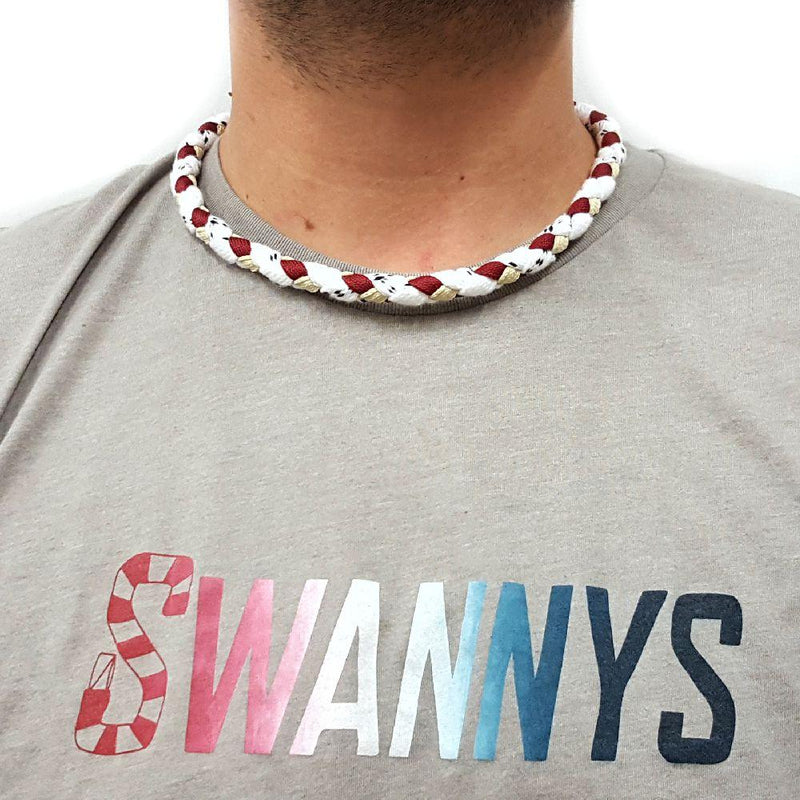 Hockey Lace Necklace - White, Maroon and Vegas Gold by Swannys