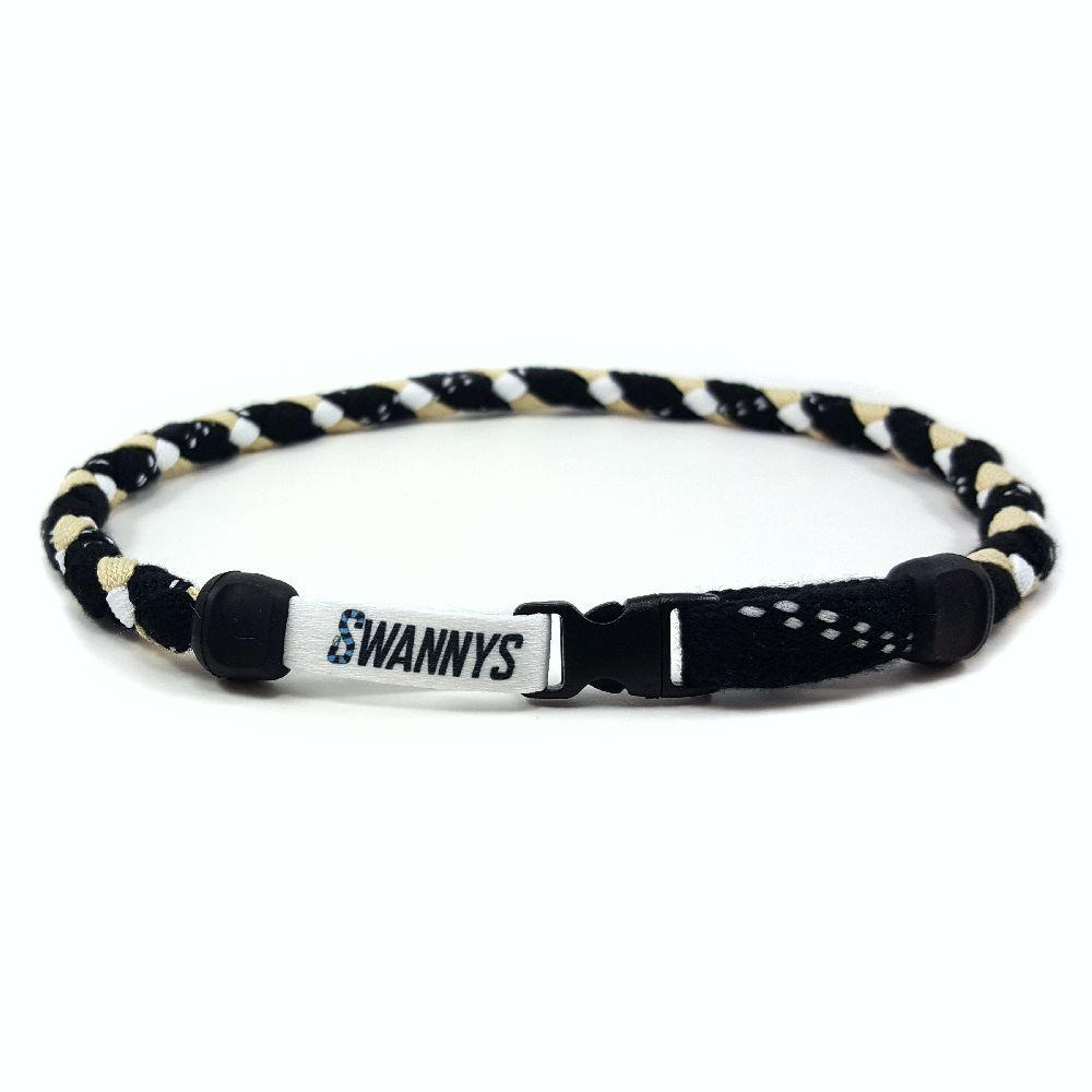 Hockey Lace Necklace - Black, Vegas Gold and White by Swannys