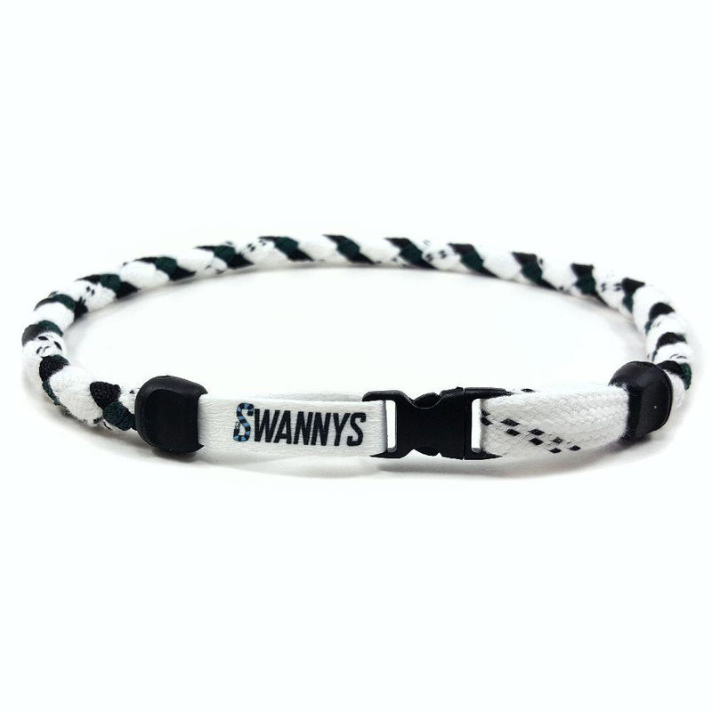 Hockey Lace Necklace - White, Black and Forest Green by Swannys