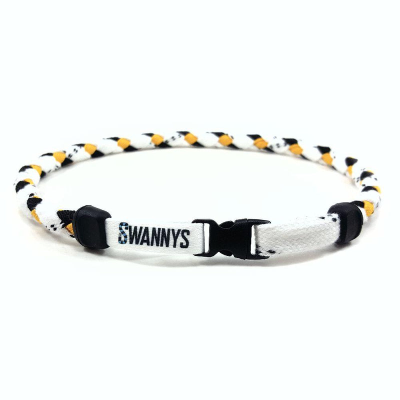 Hockey Lace Necklace - White, Black and Gold by Swannys