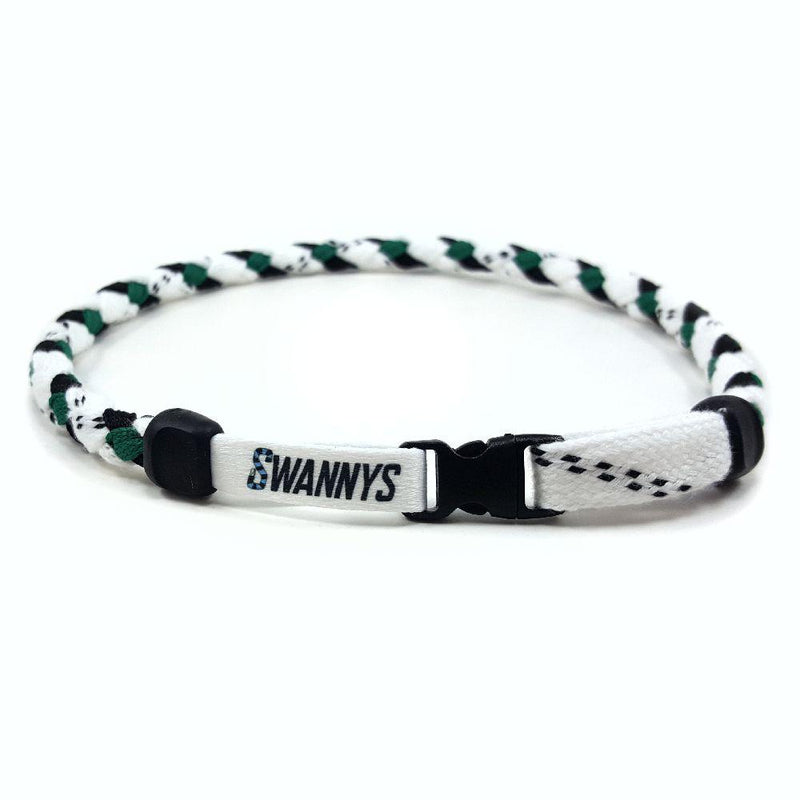 Hockey Lace Necklace - White, Black and Kelly Green by Swannys