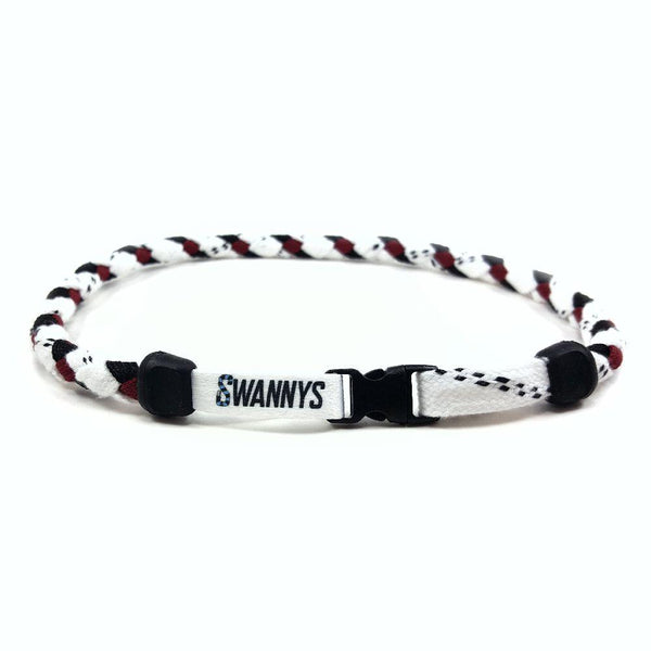 Hockey Lace Necklace - White, Black and Maroon by Swannys