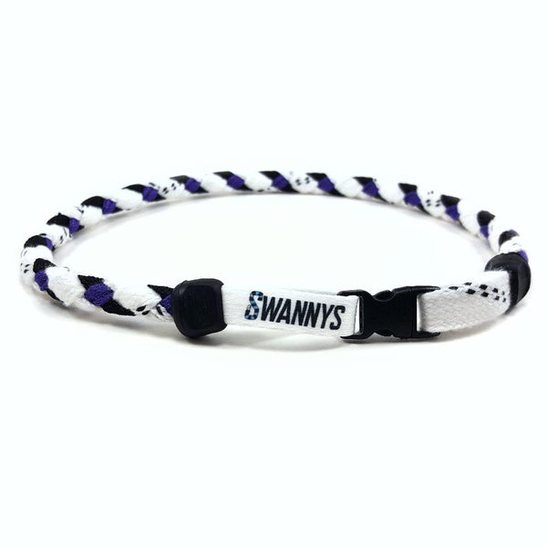 Hockey Lace Necklace - White, Black and Purple by Swannys