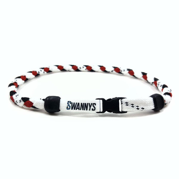 Hockey Lace Necklace - White, Black and Red by Swannys