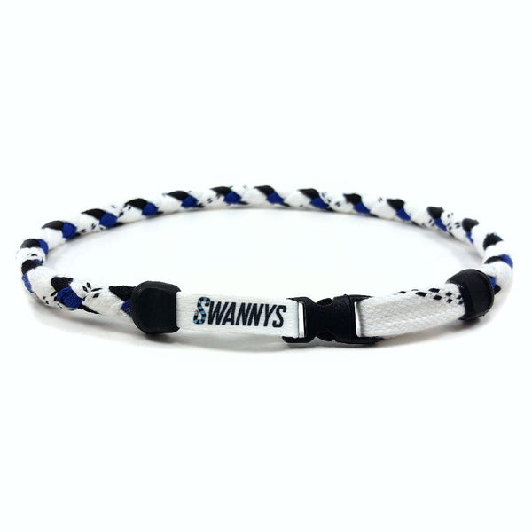Hockey Lace Necklace - White, Black and Royal Blue by Swannys