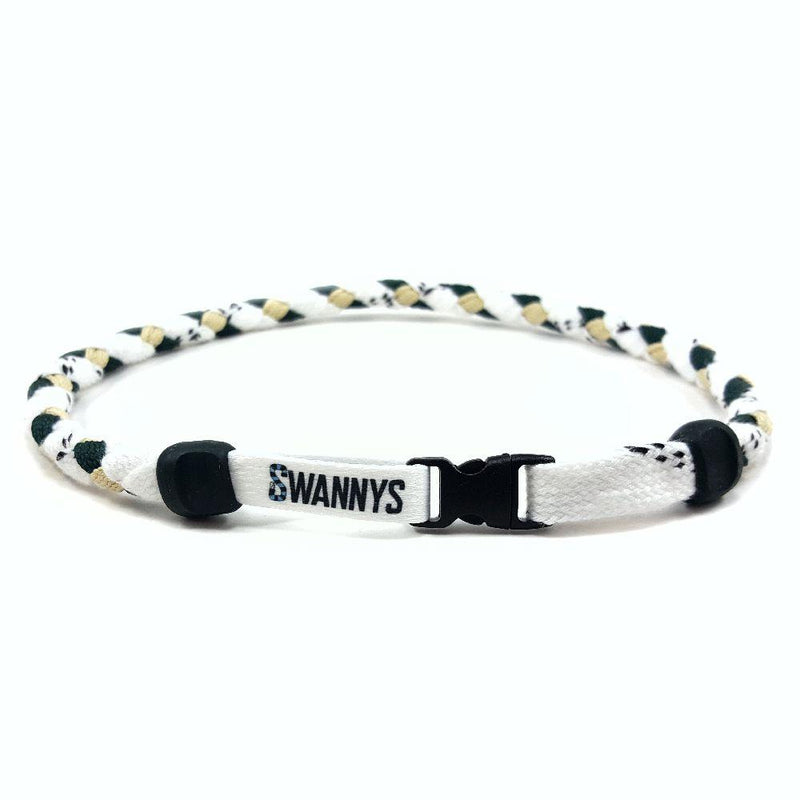 Hockey Lace Necklace - White, Forest and Vegas Gold by Swannys