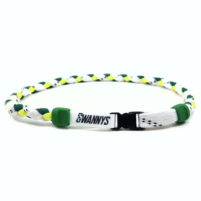 Hockey Lace Necklace - White, Kelly and Neon Yellow by Swannys