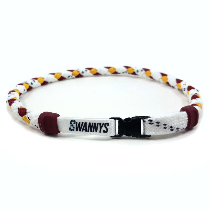 Hockey Lace Necklace - White, Maroon and Gold by Swannys