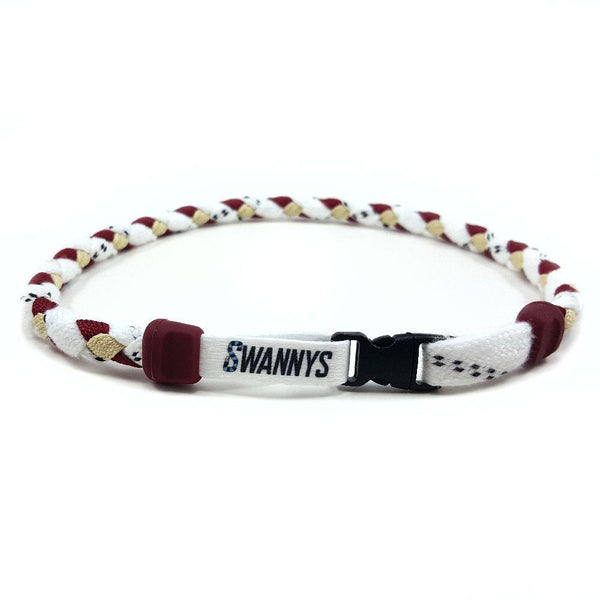 Hockey Lace Necklace - White, Maroon and Vegas Gold by Swannys
