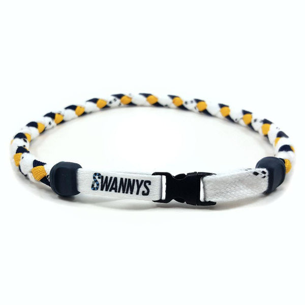 Hockey Lace Necklace - White, Navy Blue and Gold by Swannys