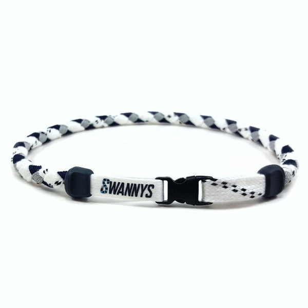 Hockey Lace Necklace - White, Navy Blue and Gray by Swannys