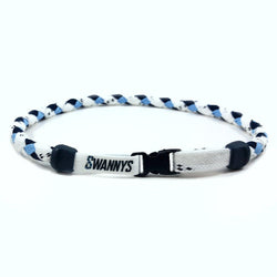 Hockey Lace Necklace - White, Navy Blue and Light Blue by Swannys