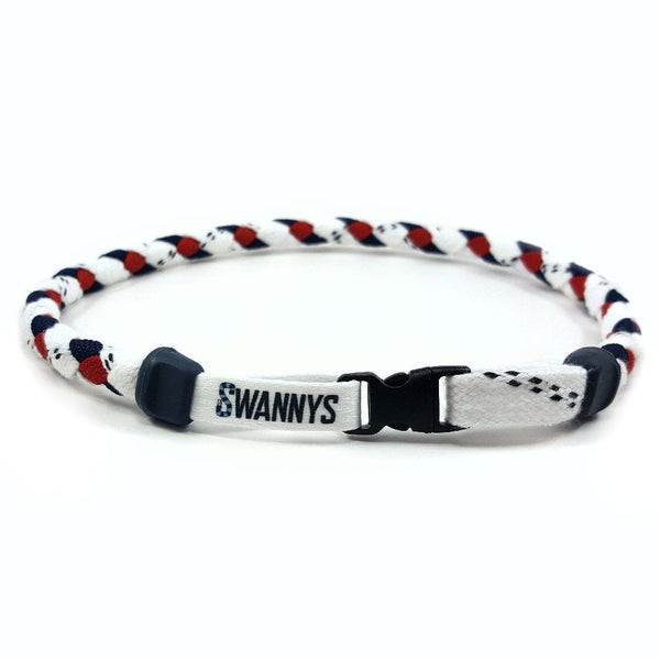 Hockey Lace Necklace - White, Navy Blue and Red by Swannys