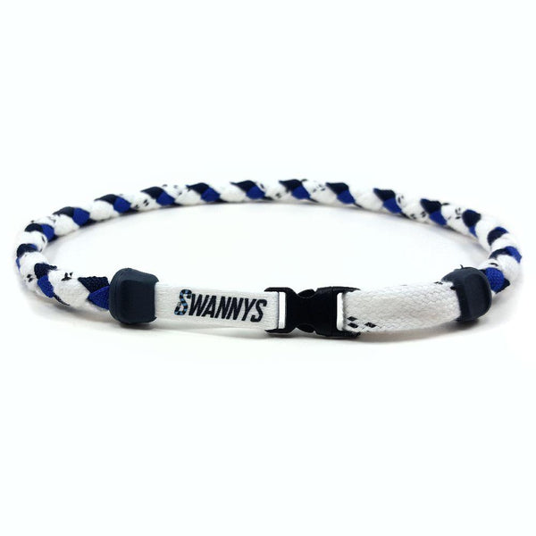 Hockey Lace Necklace - White, Navy Blue and Royal Blue by Swannys