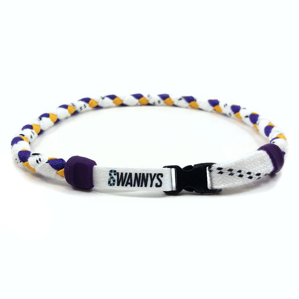 Hockey Lace Necklace - White, Purple and Gold by Swannys