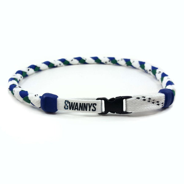 Hockey Lace Necklace - White, Royal Blue and Kelly Green by Swannys