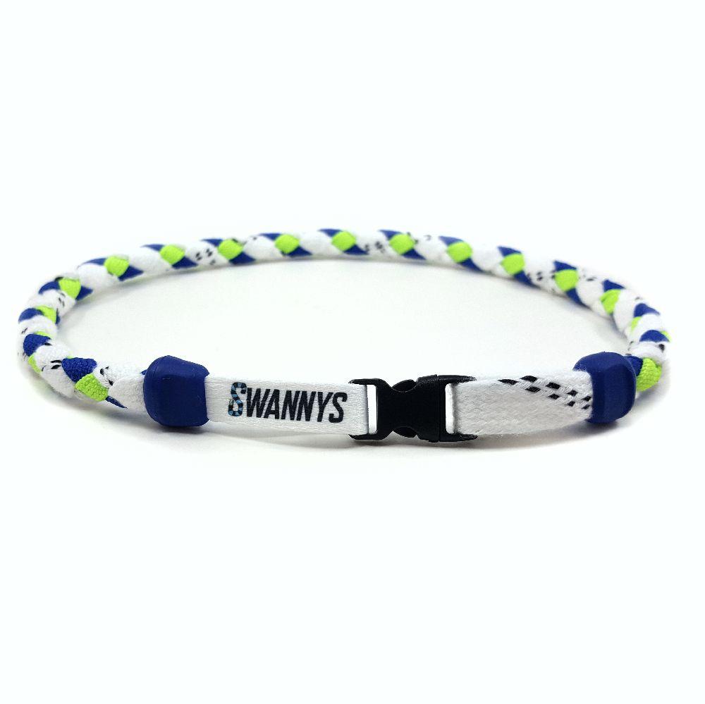 Hockey Lace Necklace - White, Royal Blue and Neon Green by Swannys
