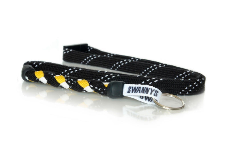 Black, Gold and White Hockey Lanyard - Swannys