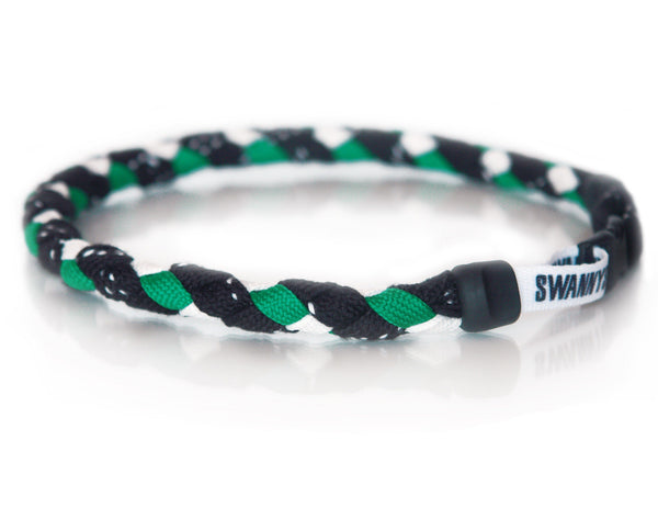 Hockey Lace Necklace - Black, Kelly Green and White by Swannys