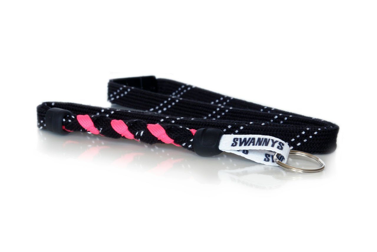 Black and Neon Pink Hockey Lanyard - Swannys