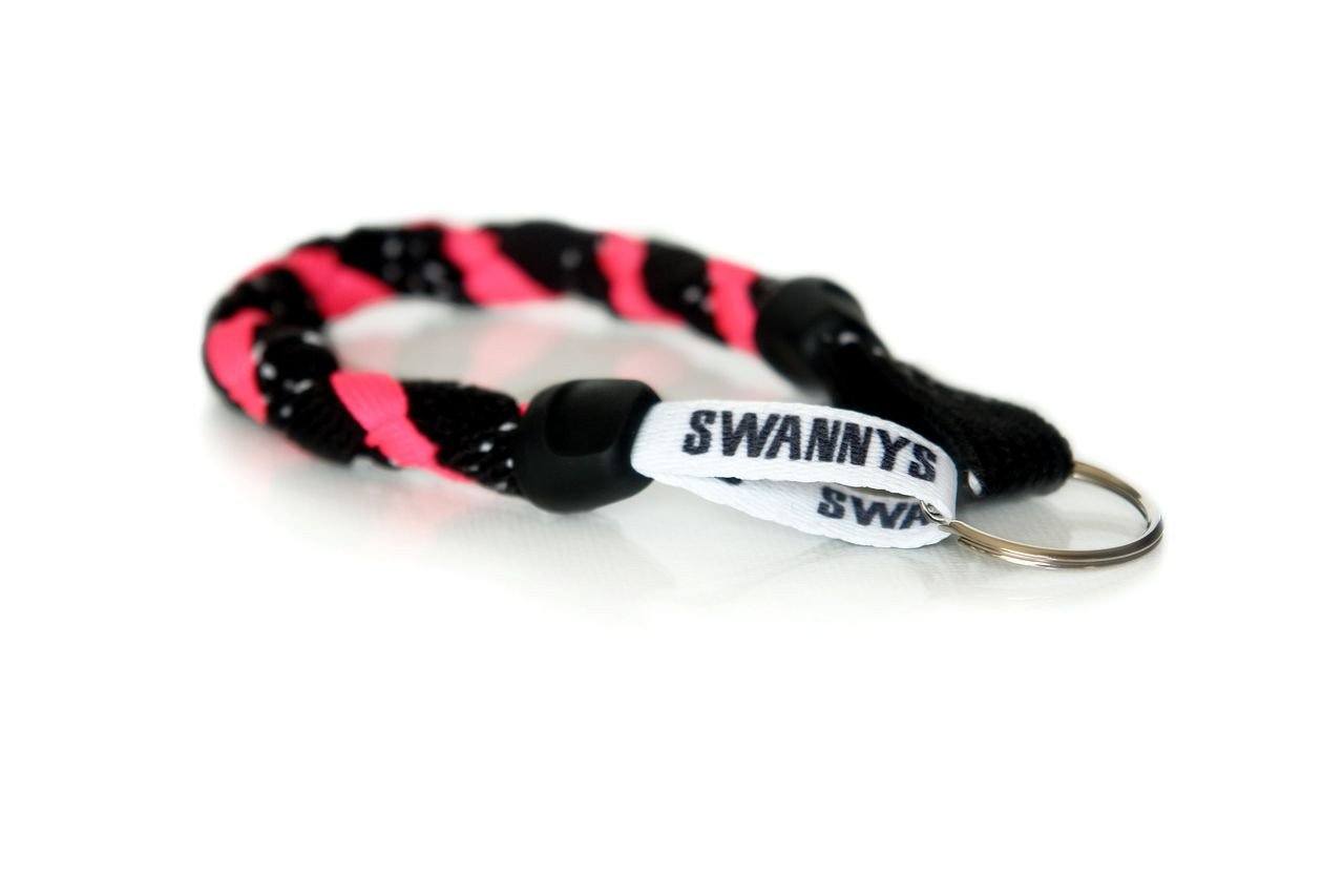 Black and Neon Pink Hockey Keychain - Swannys