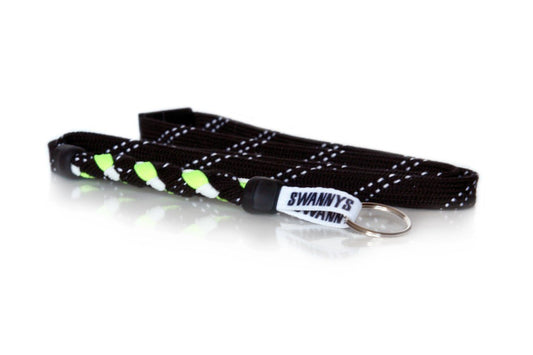 Black, Neon Yellow and White Hockey Lanyard - Swannys