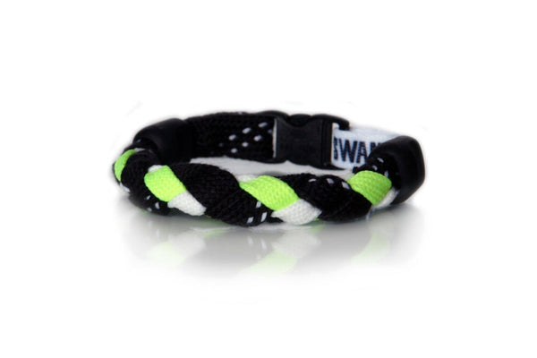 Black, Neon Yellow and White Hockey Bracelet - Swannys