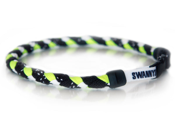 Hockey Lace Necklace - Black, Neon Yellow and White by Swannys
