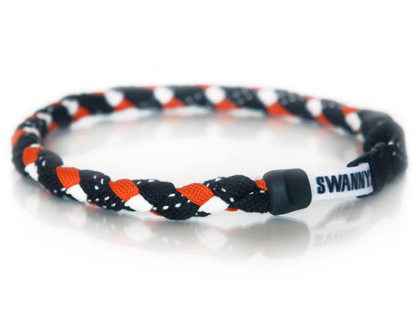 Hockey Lace Necklace - Black, Orange and White by Swannys