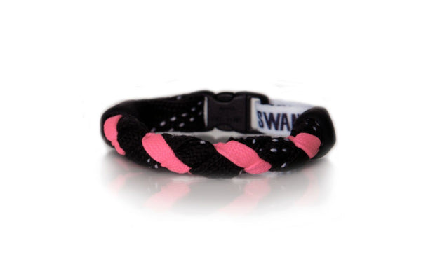 Black and Neon Pink Hockey Bracelet - Swannys