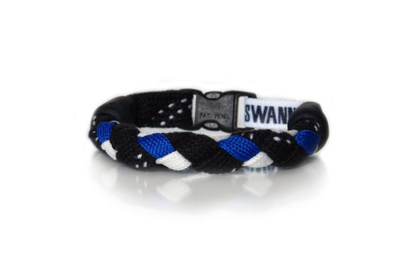 Black, Royal Blue and White Hockey Bracelet - Swannys