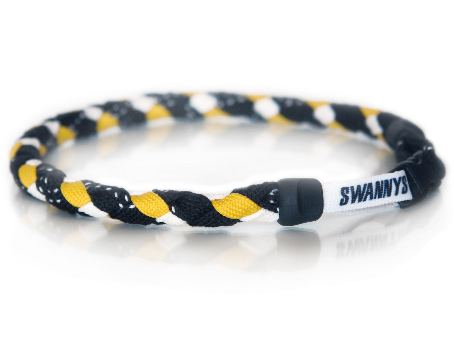 Hockey Lace Necklace - Black, Gold and White by Swannys